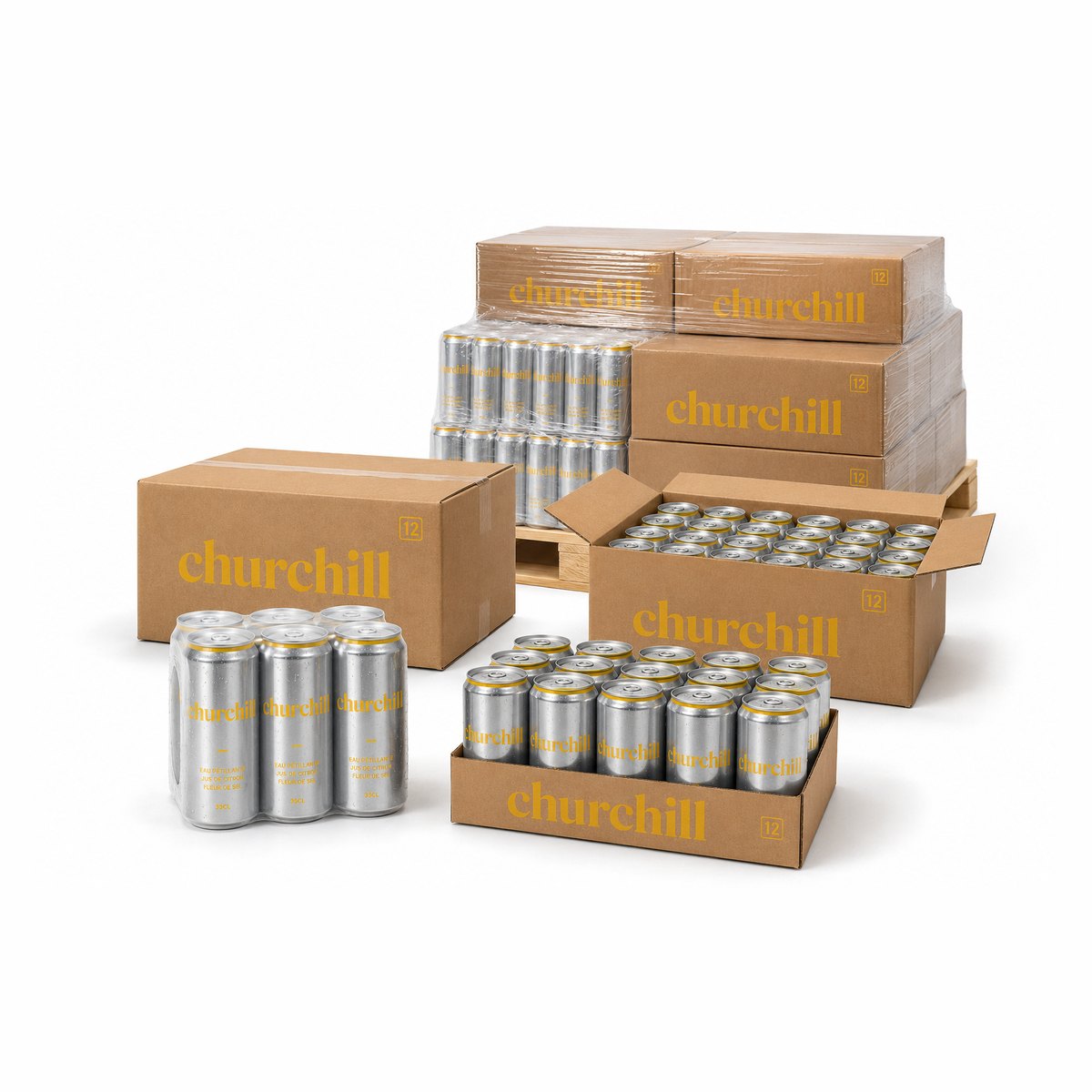 Cartons churchill empilés